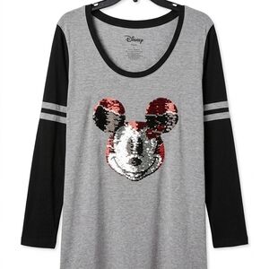 Torrid Plus Size 6x Disney Flip Sequin Mickey Mouse Top Gray & Black Shirt